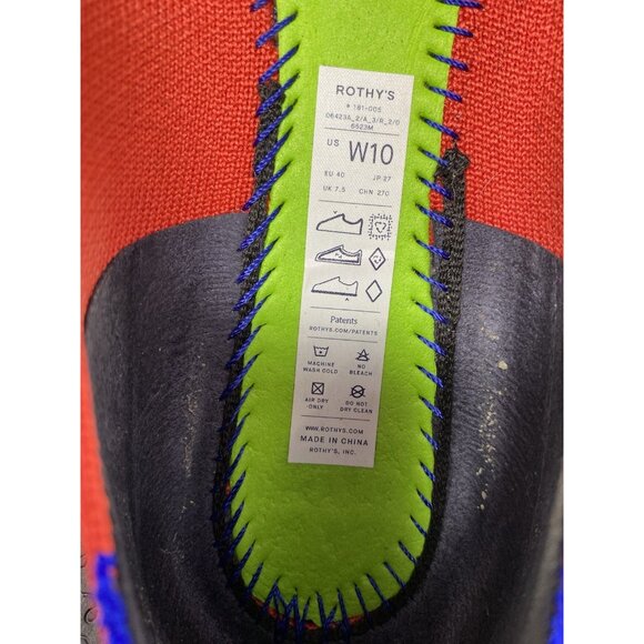 Rothy's The Flat Round Toe Ballet Flats Women's Sz 10 Red Blue With Bow Washable - Picture 4 of 10